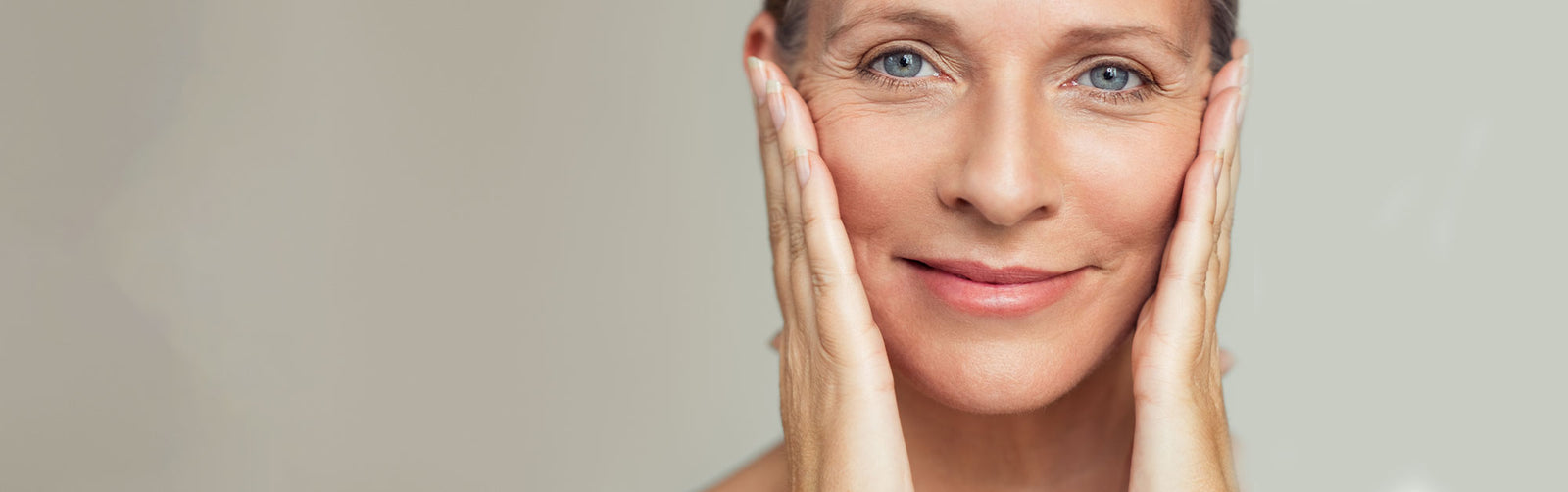 Mid aged lady with the wrinkles on her face