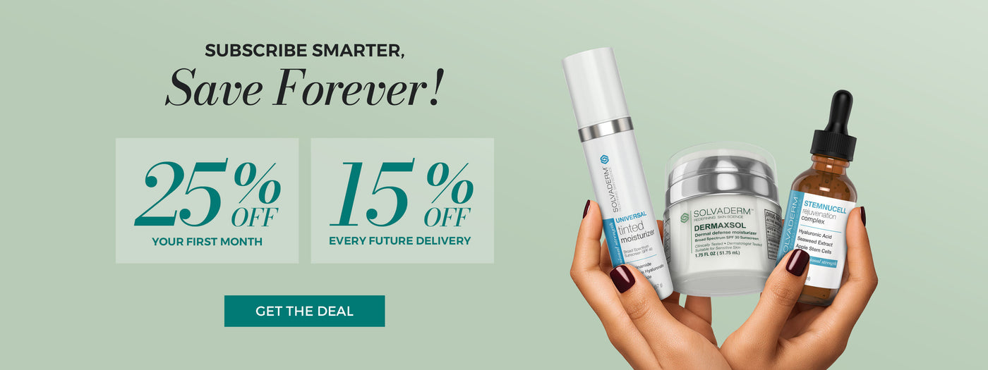 Solvaderm products with promotional text and discount offers